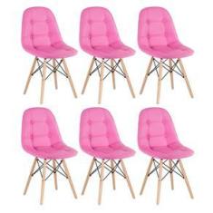 Imagem de KIT - 6 x cadeiras estofadas Eames Eiffel Botonê - Madeira clara