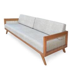 Imagem de Sof  4 Lugares Saibi Ozki 240cm Poli ster Cinza Madeira Eucal