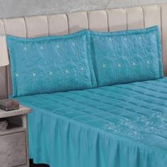 Imagem de Cama Viuva Diva Casal 3 Peças Bordada Box Toque Macio - Enxovais Crist