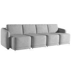 Imagem de Sofá Cama Casal Para Sala 356cm Polska K04 Veludo Cinza - Mpozenato