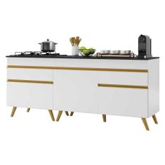 Imagem de Kit Armário de Cozinha Balcão para Cooktop 70cm e Gabinete Pia 120cm Veneza Multimóveis MP2160