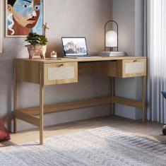 Imagem de Escrivaninha 2 Gavetas 139Cm Palhinha Pé Madeira Oslo