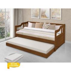 Imagem de Sofá Cama Solteiro Com Cama Auxiliar Com 2 Colchões Atraente - Castanh