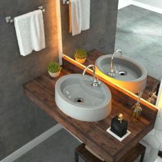 Imagem de Kit Cuba OV43 com Torneira 1198 Metal e Válvula 1 Polegada e Sifão Cromado e Flexível Compace