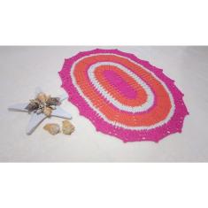 Imagem de Tapete De Porta Sala E Cozinha Crochê Oval Artesanal Bicolor
