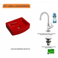 Imagem de Kit Cuba RT41 com Torneira 1198 Metal e Válvula Click 1 Polegada G Compace 