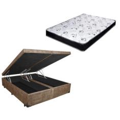 Imagem de Cama Box Baú Casal Bi-Partido Green Bege Suede + Colchão Espuma D28 13