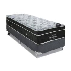 Imagem de Cama Box Solteiro: Colchão Molas Bonnel Ortobom Nanolastic Exclusive + Base CRC Suede Gray(88x188)