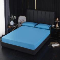 Imagem de Lençol impermeável com faixa elástica Capa de colchão antiderrapante Protetor de colchão macio e respirável Queen/King/Twin/Full, Blue, 100x200x30cm