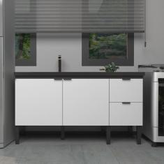 Imagem de Balcão de Cozinha para Pia 150cm 3 Portas 2 Gavetas Cozimax