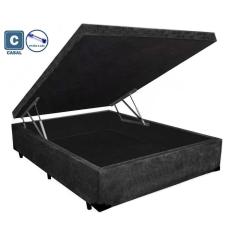 Imagem de Cama Box Baú Casal Universal AColchões Suede Preto 41x138x188