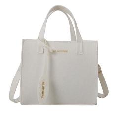 Imagem de Bolsa tiracolo pequena de tecido de feltro, bolsa de trabalho, bolsa de ombro com alça ajustável, Branco