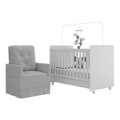 Imagem de Berço Americano 3x1 com Poltrona de Amamentação Pimpolho Multimóveis Mp4065 Branco/cinza