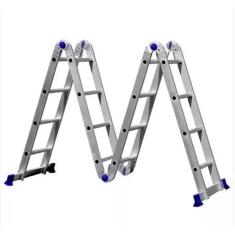 Imagem de Escada Multifuncional Em Alumínio 3x4 Com 12 Degraus Articulada Real