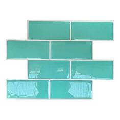 Imagem de Pastilha Adesiva Resinada Metrô Verde Água Kit 1m² Rejunte 