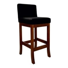 Imagem de Banqueta Média para Bancada de Cozinha em Madeira Castanho Melody Suede Preto