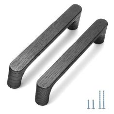 Imagem de Evionlin Puxadores de gaveta de madeira redondos pretos 5 em 8 peças para armários puxadores de gaveta de armário de cozinha puxa porta de armário