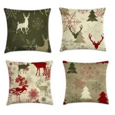 Imagem de Kit 4 capas de almofadas renas natal 40x40