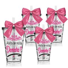 Imagem de Kit 4 Copos Convite Twister Personalizados para Daminha