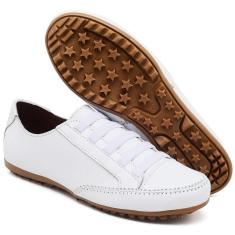 Imagem de Tênis feminino Mocatênis Mocassim Elástico Bella Dama em Couro Legítimo Confortável-Feminino