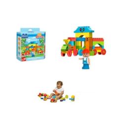 Imagem de Blocos Montar Infantil Kit 40pç Locomotiva City Colecionável