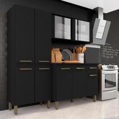 Imagem de Armário Tieli Paneleiro Duplo 3 Peças Preto Fosco - Móveis Arapongas