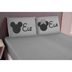 Imagem de Lençol Casal Queen Microifbra Elasticado Duas Fronhas Estampadas Ele E