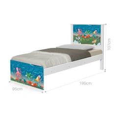 Imagem de Cama Solteiro Adesivada Fundo do Mar com Colchão