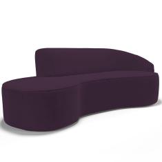 Imagem de Sofá 4 Lugares Curvo Sala de Estar Living Firenze Direito D02 Veludo Roxo 260 cm C-292 - Lyam