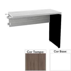 Imagem de Mesa de Escritório Complemento 90 x 45 cm Pé Painel Pe25 em Mdp Cor Walnut e Base Branca
