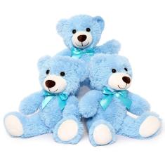 Imagem de Brinquedo de pelúcia a granel MaoGolan de 13,5 polegadas, 3 ursos azuis — presente para meninas