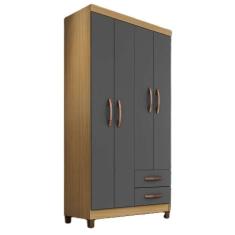 Imagem de Guarda Roupa Munique 4 Portas Com 2 Gavetas Cor Carvalho E Grafite - Incorplac