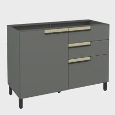 Imagem de Balcão 120cm 1 Porta 2 Gavetas 1 Porta Temperos Cozinha Flórida