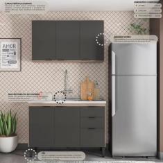 Imagem de Cozinha Compacta Firenze 6 Portas 2 Gavetas Avena Touch/Grafito - Demóbile