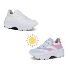 Imagem de Tenis Estiloso Plataforma Moderno Alterna a Cor no Sol Leve-Feminino