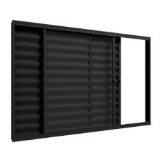 Imagem de Janela Veneziana 3 Folhas 1,50m x 1m Sem Grade em Alumínio Preto com V