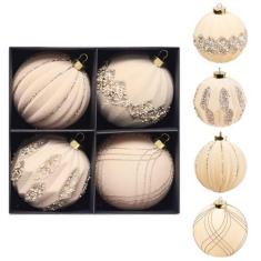Imagem de Conjunto de enfeites de bola de Natal, 4 peças de bolas de plástico flocagem à prova de estilhaçamento de 100 mm para decoração de árvore de Natal, bolas de navidad para decoração de festa de festival