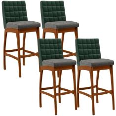 Imagem de Kit 04 Banquetas Altas B04 Verde Musgo Cinza Escuro