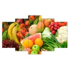 Imagem de Quadro Decorativo Mosaico 5 Peças Mod1050 Frutas Hortifrúti