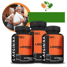 Imagem de Kit Com 3 Potes L-Arginina 750Mg 60 Cápsulas