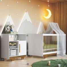 Imagem de Quarto de Bebê Completo Flocos 100% Mdf 1 Porta Branco/Ypê 4106 - Tigus Baby