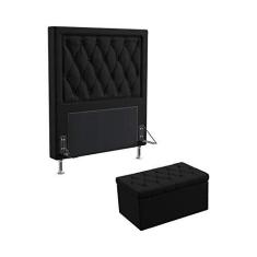 Imagem de Kit Cabeceira Estofada Decorativa Box Centaurus 90 Cama Solteiro e Calçadeira Sagitarius Couro Artificial  Aradecor