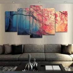 Imagem de Quadro Decorativo Árvore Outono Inverno 130x63 em tecido