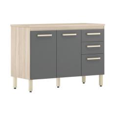 Imagem de Balcão de Cozinha Gabinete Pia 120cm 3 Portas e 2 Gavetas Multimóveis CR20238