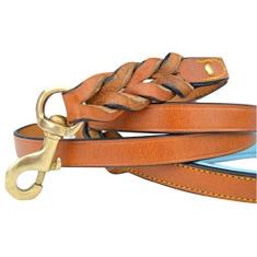 Imagem de Coleiras de toque macio – Coleira trançada de couro para cãesSoft Touch Collars 6 FT x 3/4 INCH marrom