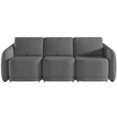 Imagem de Sofá Cama Casal para Sala 306cm Polska K04 Veludo Cinza Escuro - Mpozenato