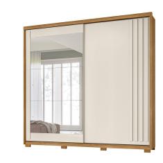 Imagem de Guarda Roupa com Espelho 2 Portas E 3 Gavetas Dallas Freijó Off White M01 Clique Chique