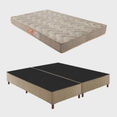 Imagem de Box Queen Florença 42x158x198cm com Colchão Queen Unique D33 Duoface 18x158x198cm Rustico Bege