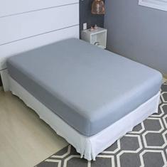 Imagem de Lençol Avulso Queen Malha Com Elástico (Cinza)