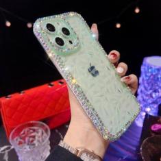 Imagem de Capa luxuosa com brilho de diamante para iPhone 13 12 11 14 Pro Max X Xr Xs Max 8 7 Plus Capa transparente de silicone macio à prova de choque, verde, para iPhone 7Plus